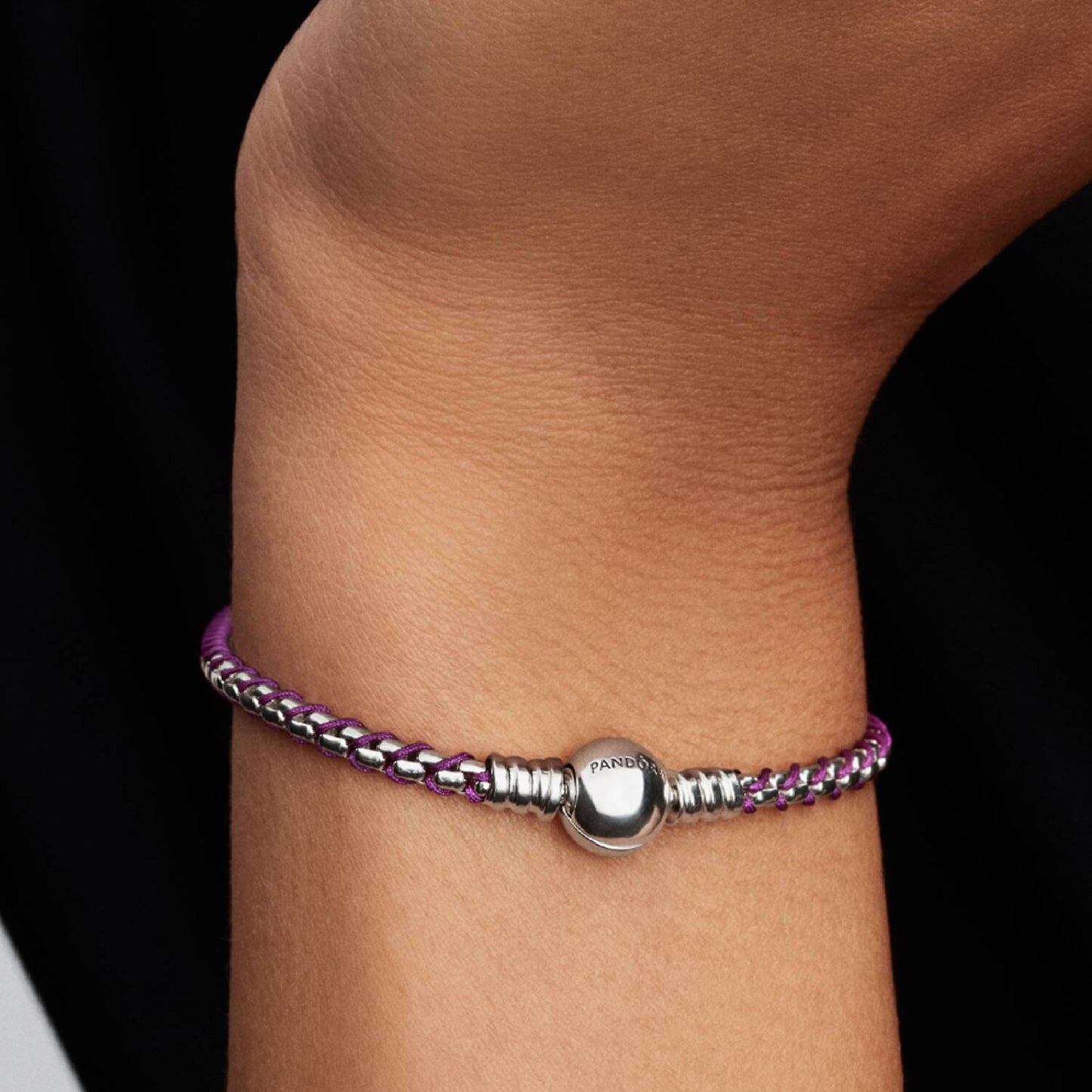 Purple Cord Box Chain Pandora Bracelet