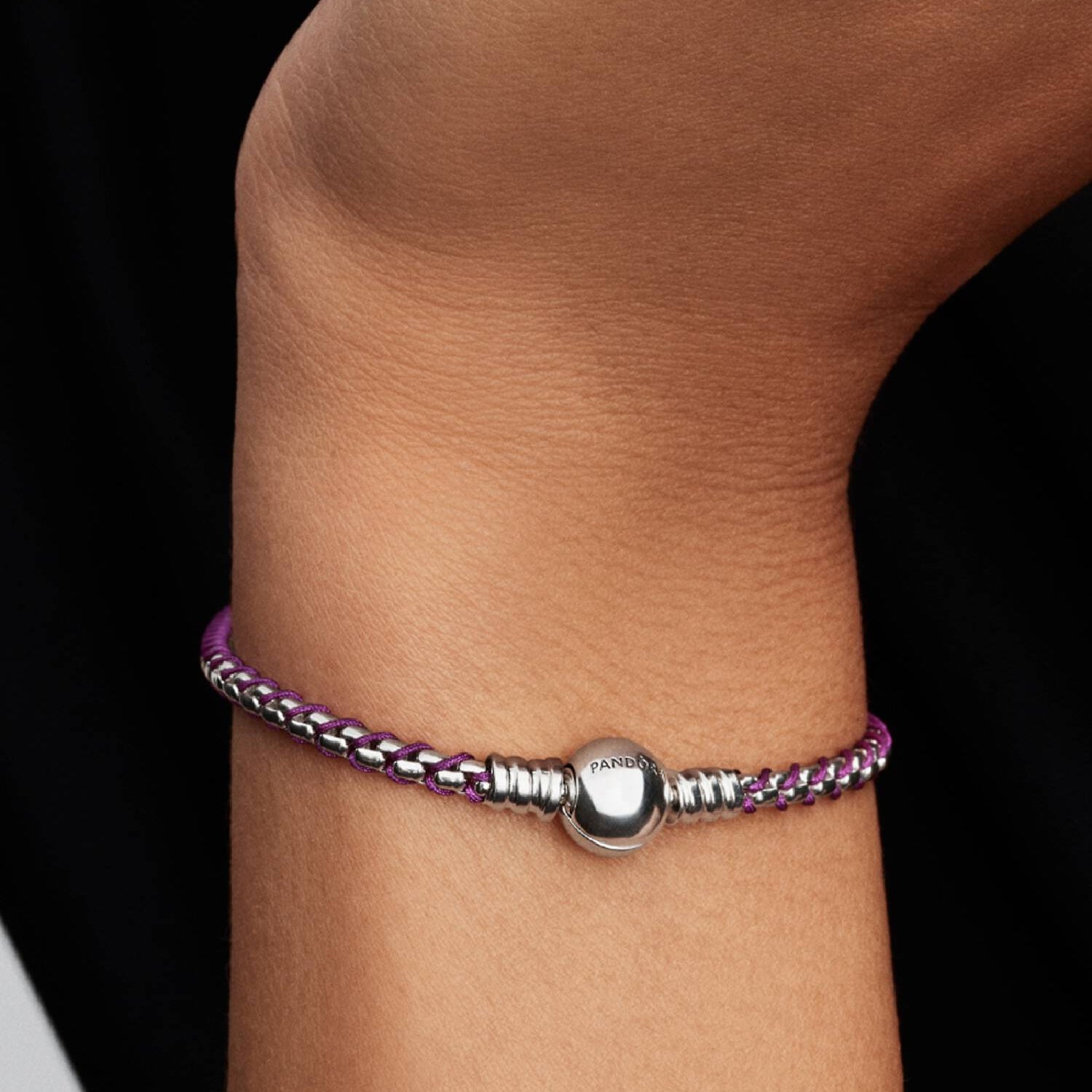 Purple Cord Box Chain Pandora Bracelet