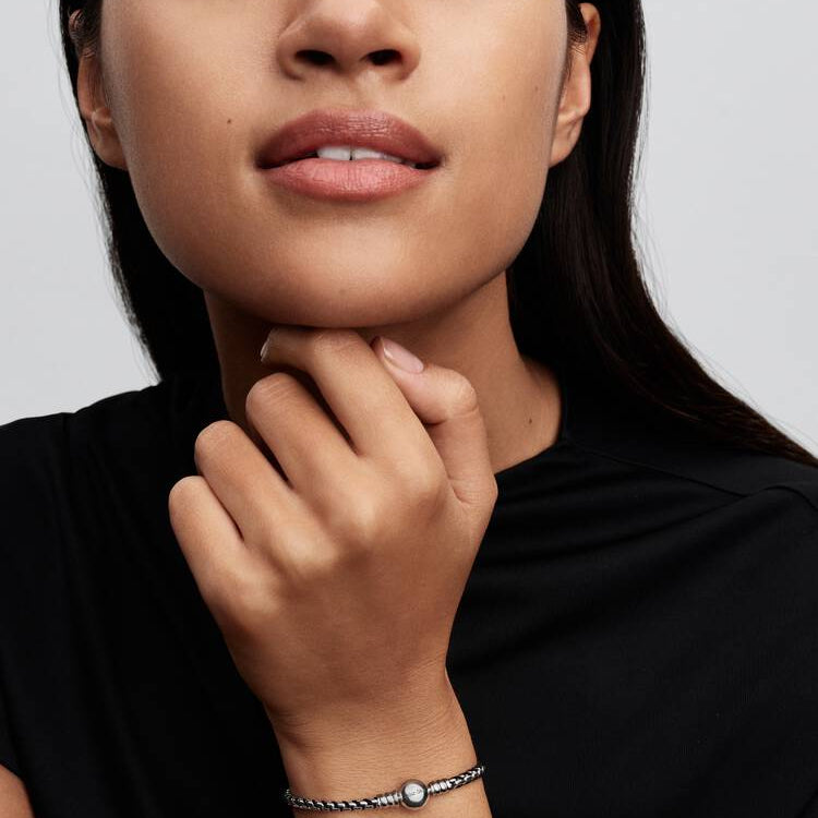 Black Cord Box Chain Pandora Bracelet