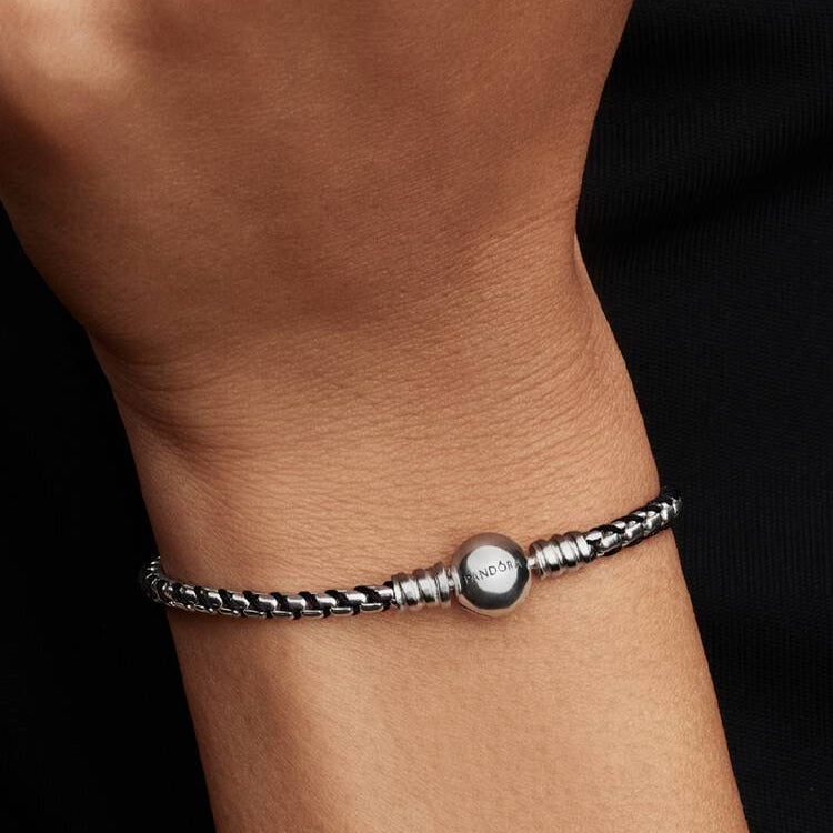 Black Cord Box Chain Pandora Bracelet
