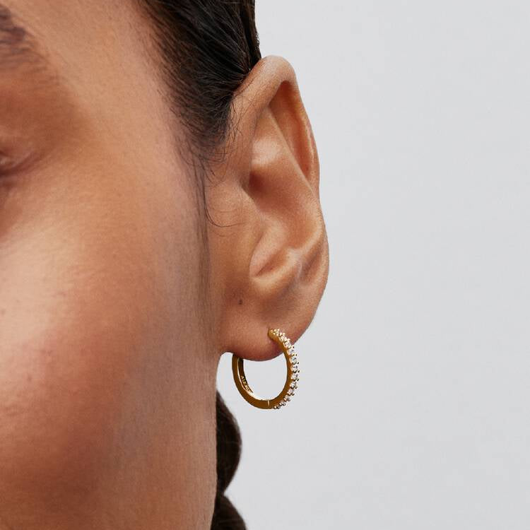 14ct Gold on Silver Sparkling Mini Hoop Pandora Earrings