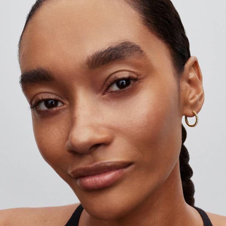 14ct Gold on Silver Sparkling Mini Hoop Pandora Earrings