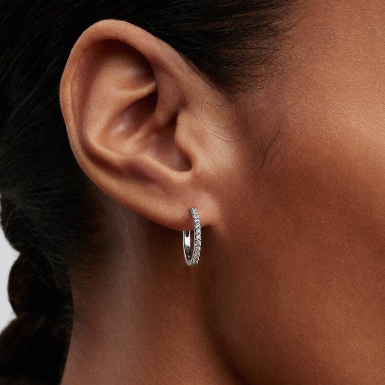Sparkling Mini Hoop Pandora Earrings