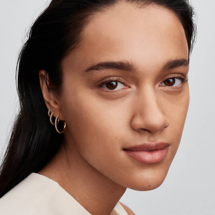 14ct Gold on Silver Sparkling Mini Hoop Pandora Earrings
