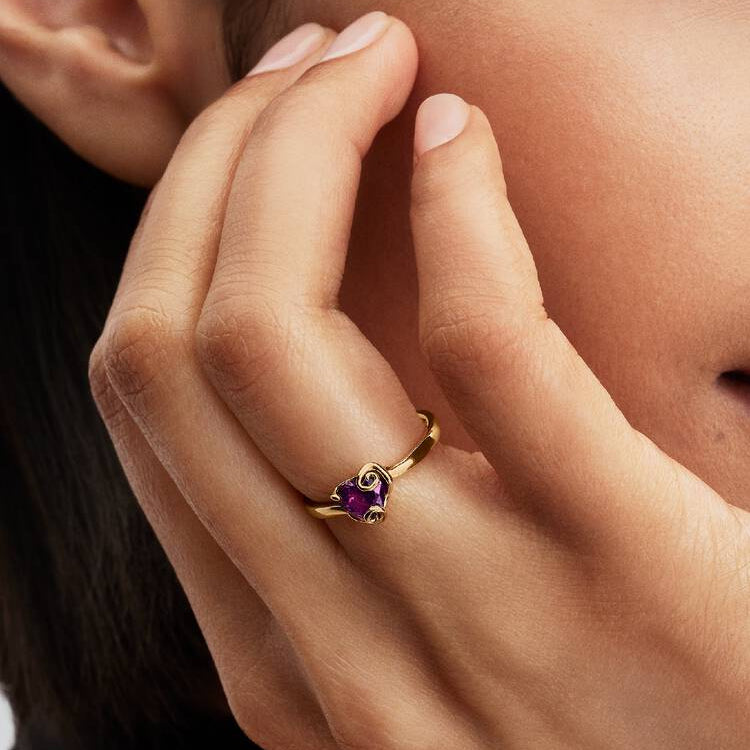 14ct Gold on Silver Disney The Nightmare Before Christmas Sally Purple Heart Pandora Ring