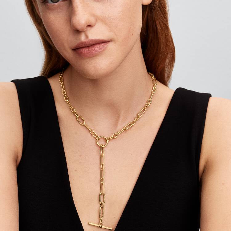 14ct Gold on Silver Pandora T-Bar Y-Necklace