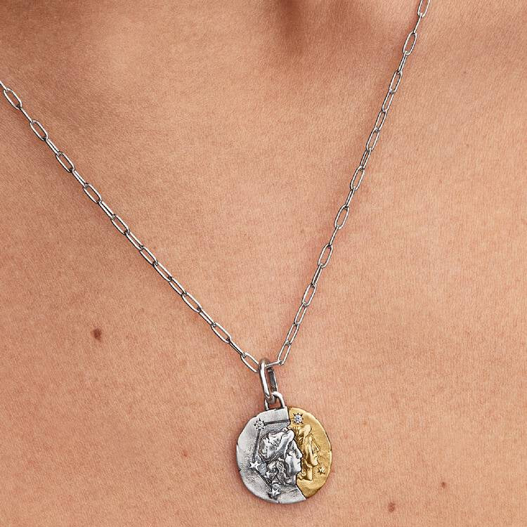 Gemini Two-tone Zodiac Medallion Pandora Charm