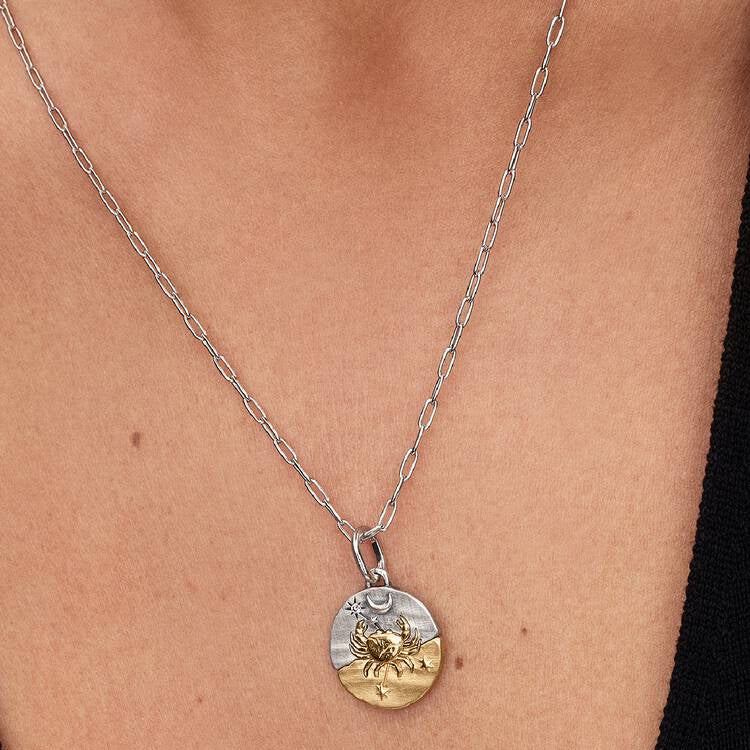 Cancer Two-tone Zodiac Medallion Pandora Charm