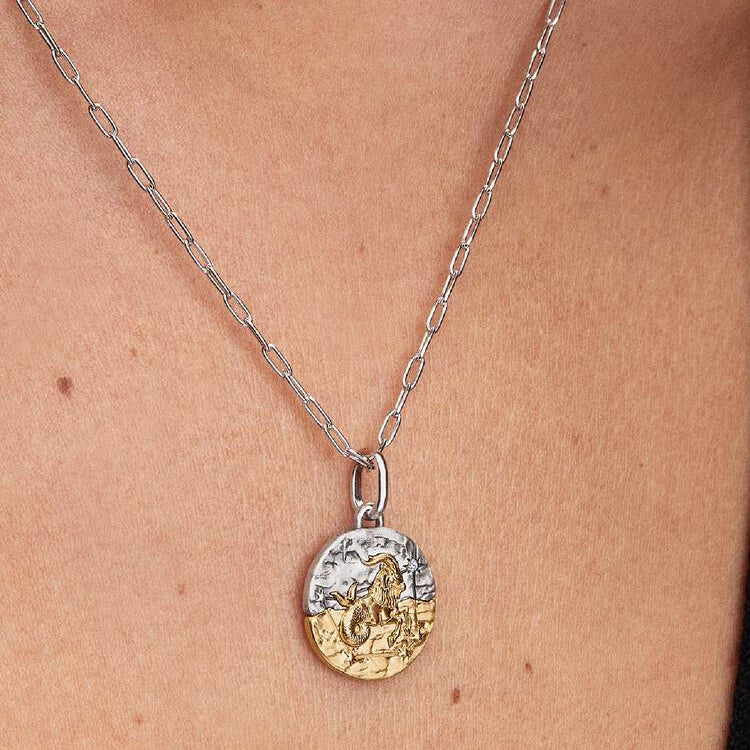 Capricorn Two-tone Zodiac Medallion Pandora Charm