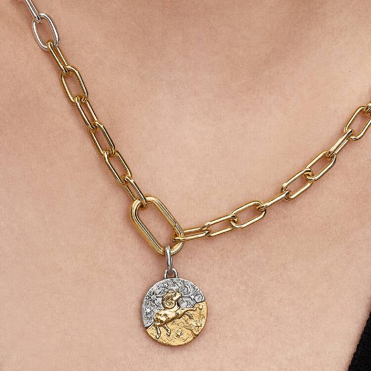 Aries Two-tone Zodiac Medallion Pandora Charm