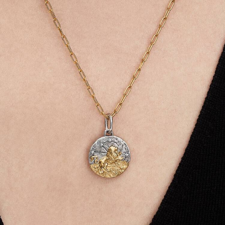 Leo Two-tone Zodiac Medallion Pandora Charm