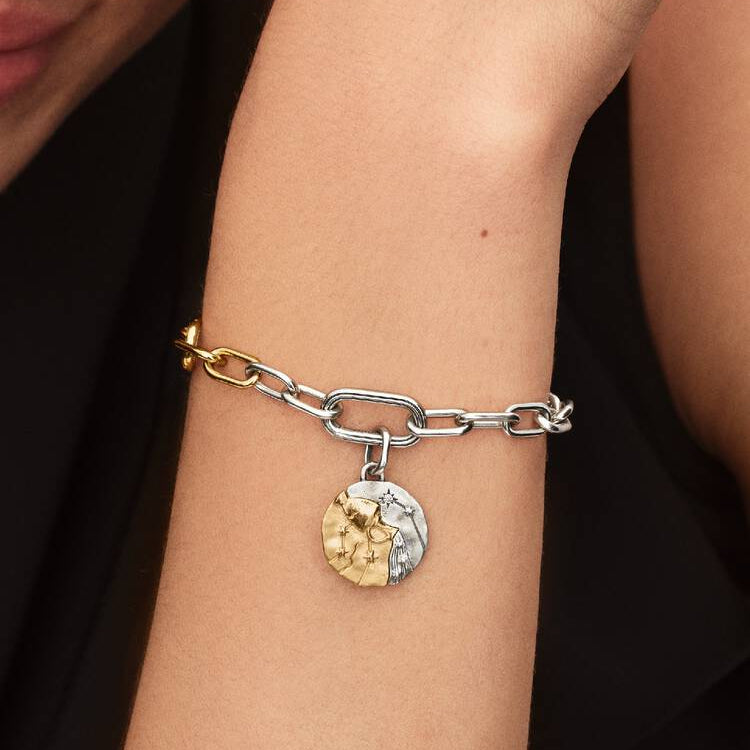 Aquarius Two-tone Zodiac Medallion Pandora Charm