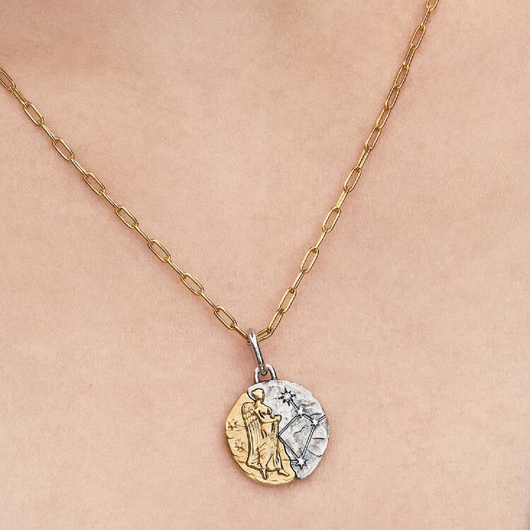 Virgo Two-tone Zodiac Medallion Pandora Charm