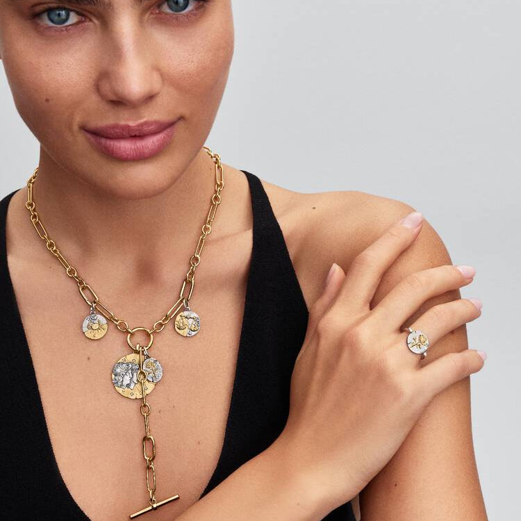 14ct Gold on Silver Pandora T-Bar Y-Necklace