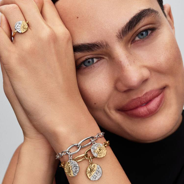 Virgo Two-tone Zodiac Medallion Pandora Charm