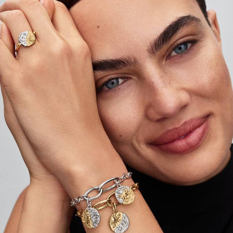 Sun and Moon Reversible Medallion Two-Toned Pandora Ring