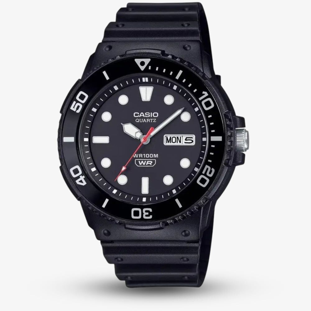 CASIO VINTAGE BLACK DIAL BLACK RESIN STRAP WATCH