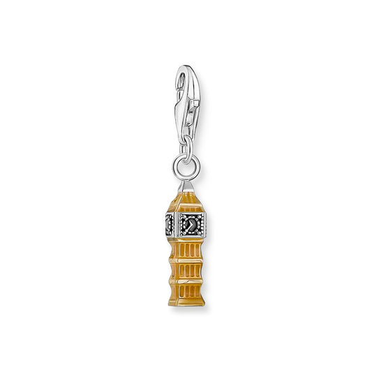 THOMAS SABO SILVER CHARM PENDANT LONDON BIG BEN WITH COLD ENAMEL