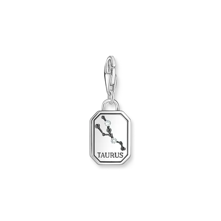 THOMAS SABO SILVER CHARM PENDANT ZODIAC SIGN TAURUS WITH ZIRCONIA