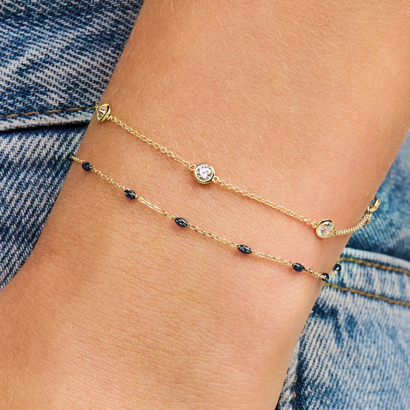 14CT YG CZ BLUSH BRACELET
