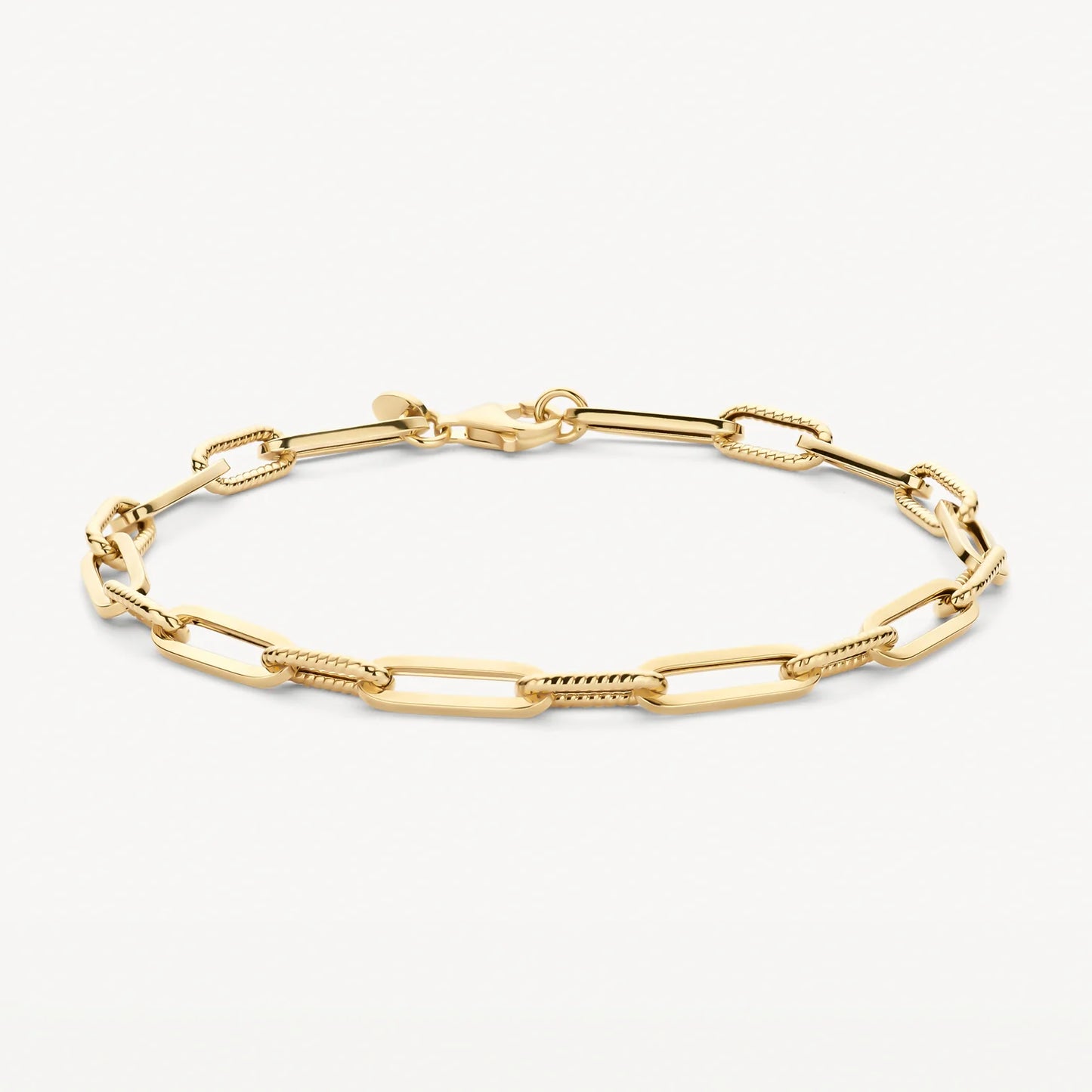 14CT YG BRAIDED ROPE MOTIF LINK BLUSH BRACELET