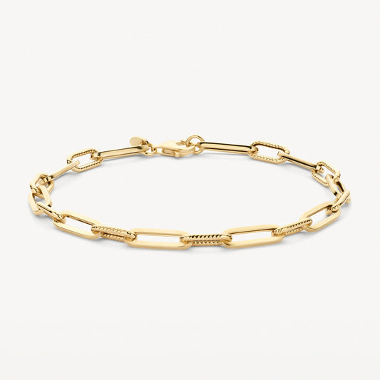14CT YG BRAIDED ROPE MOTIF LINK BLUSH BRACELET