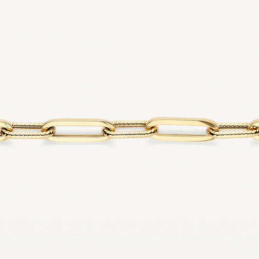 14CT YG BRAIDED ROPE MOTIF LINK BLUSH BRACELET