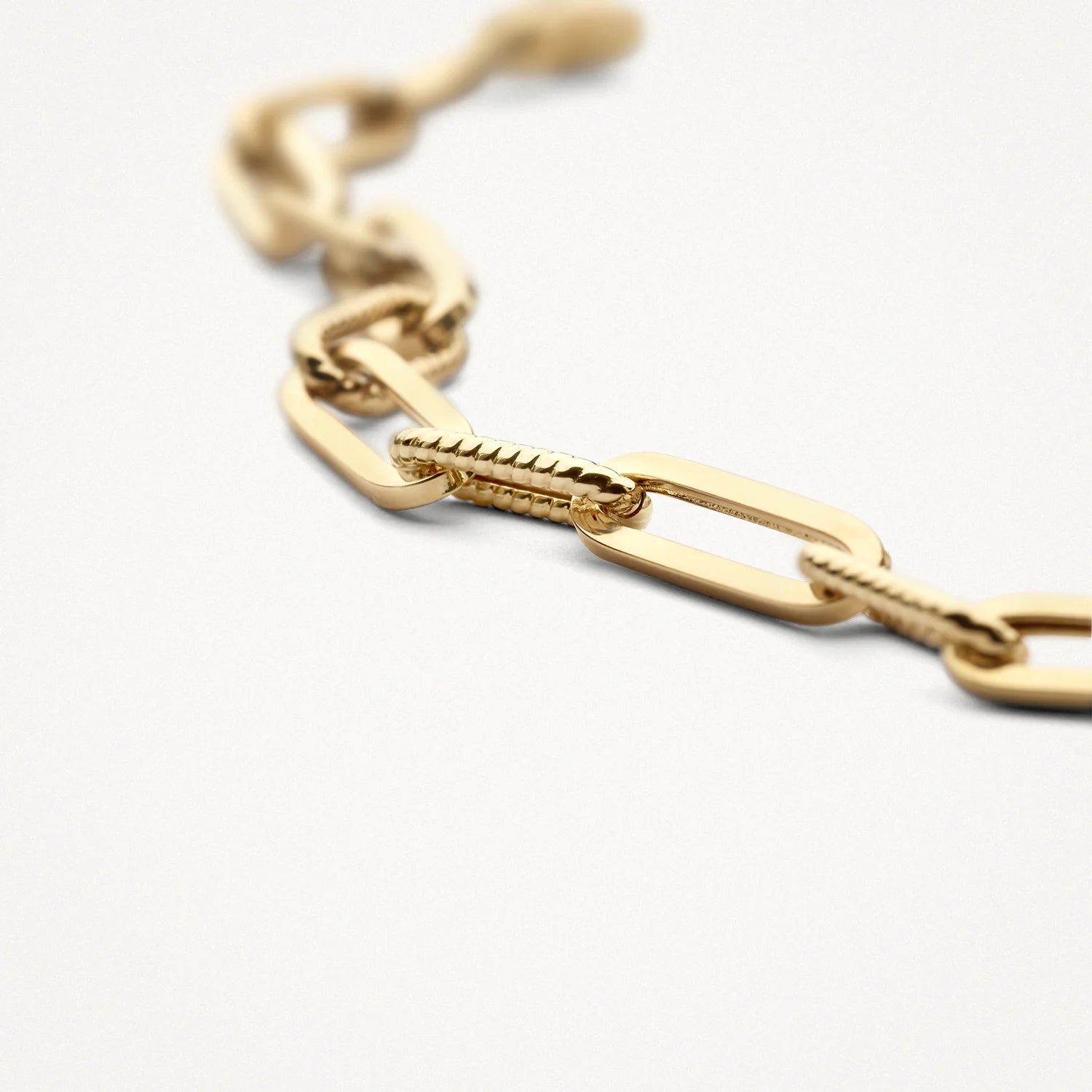 14CT YG BRAIDED ROPE MOTIF LINK BLUSH BRACELET