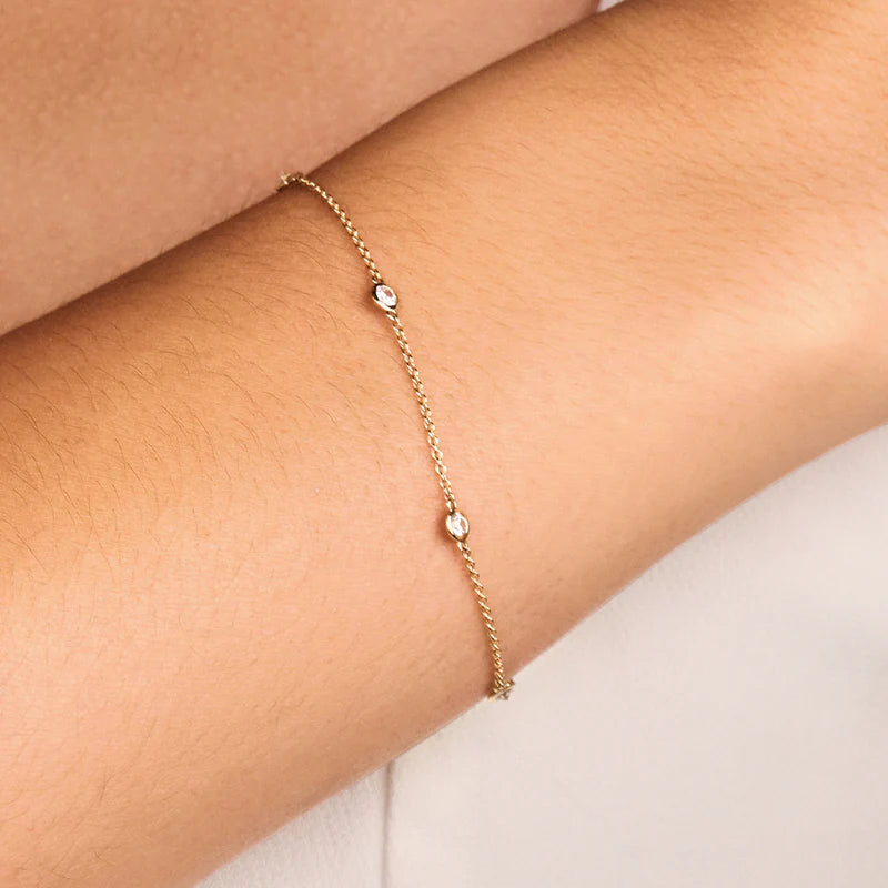 14CT YG CZ BLUSH BRACELET