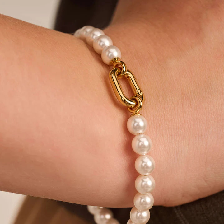 TISENTO PEARL BRACELET WITH GOLD CLASP