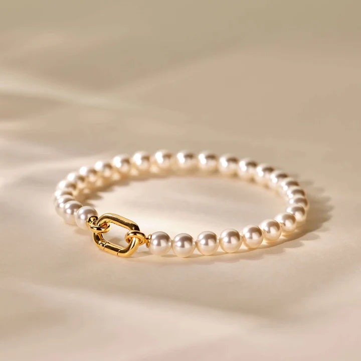 TISENTO PEARL BRACELET WITH GOLD CLASP