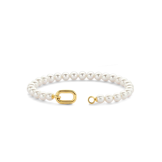 TISENTO PEARL BRACELET WITH GOLD CLASP