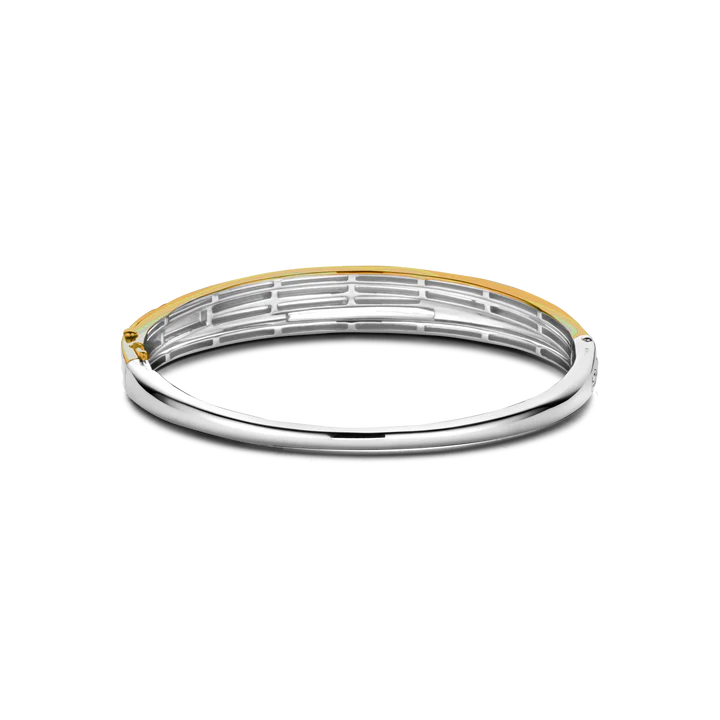 TISENTO GOLD & SIL CZ CROSSOVER BANGLE