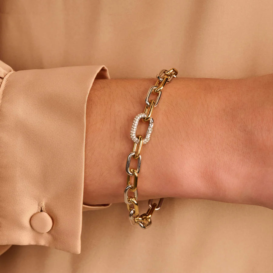 TISENTO TWO-TONED OVAL LINK BRACELET