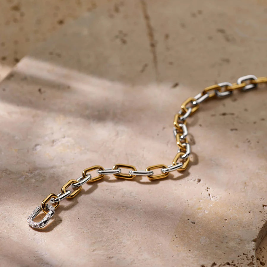 TISENTO TWO-TONED OVAL LINK BRACELET