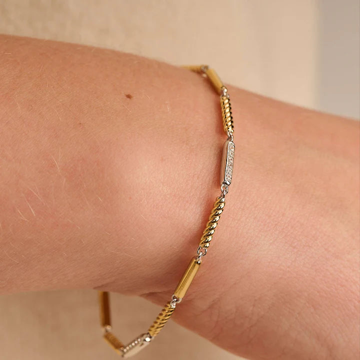 TISENTO TWO-TONED CZ ROPE BRACELET