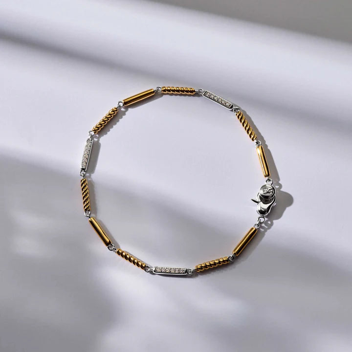 TISENTO TWO-TONED CZ ROPE BRACELET