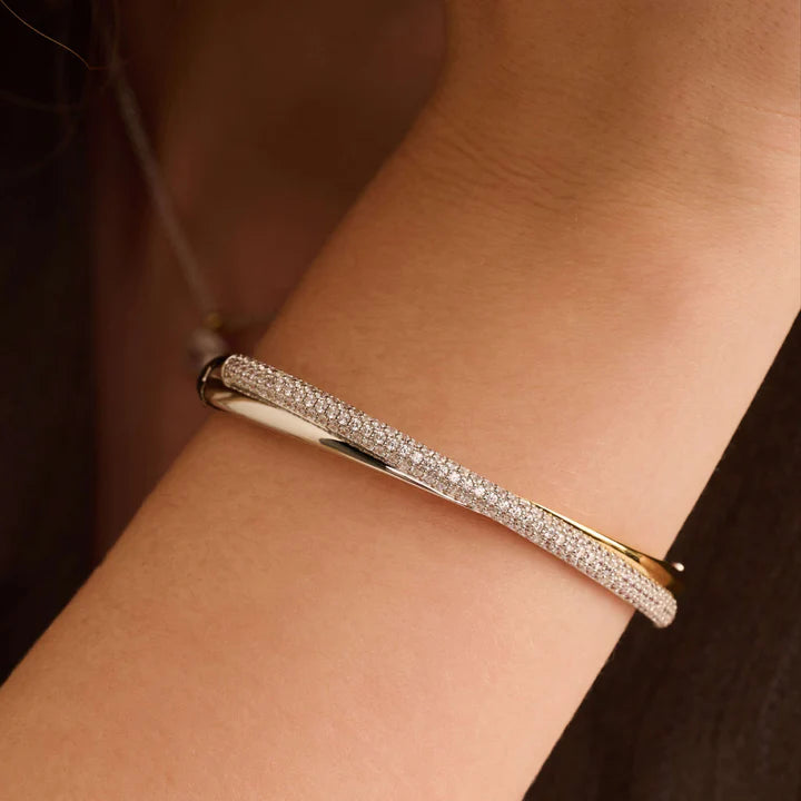 TISENTO TWO-TONED CZ TWIST BRACELET