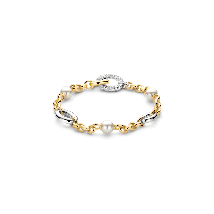 TISENTO GOLD ON SIL PEARL & CZ BRACELET