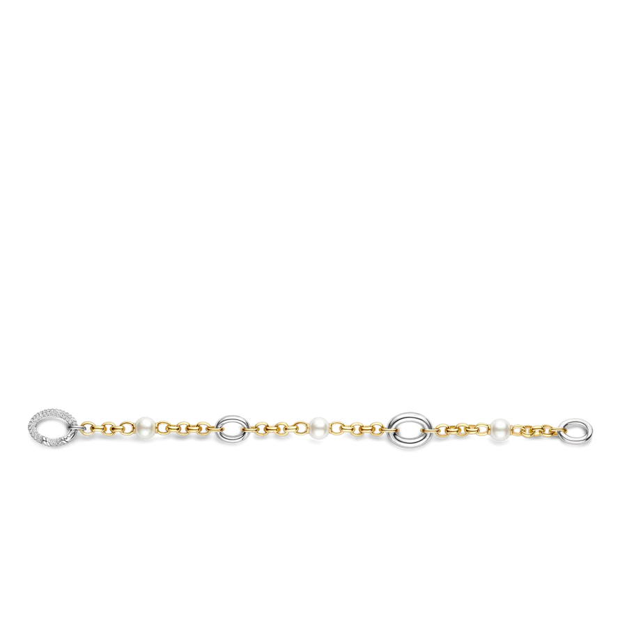 TISENTO GOLD ON SIL PEARL & CZ BRACELET
