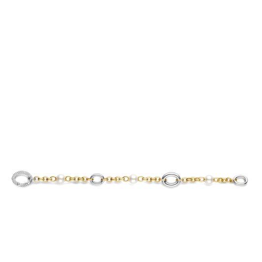 TISENTO GOLD ON SIL PEARL & CZ BRACELET