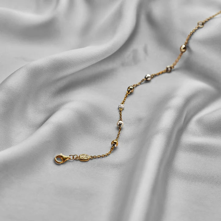 TISENTO CZ PEARL & GOLD BEAD BRACELET