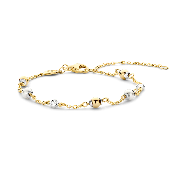 TISENTO CZ PEARL & GOLD BEAD BRACELET