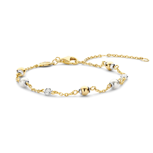 TISENTO CZ PEARL & GOLD BEAD BRACELET