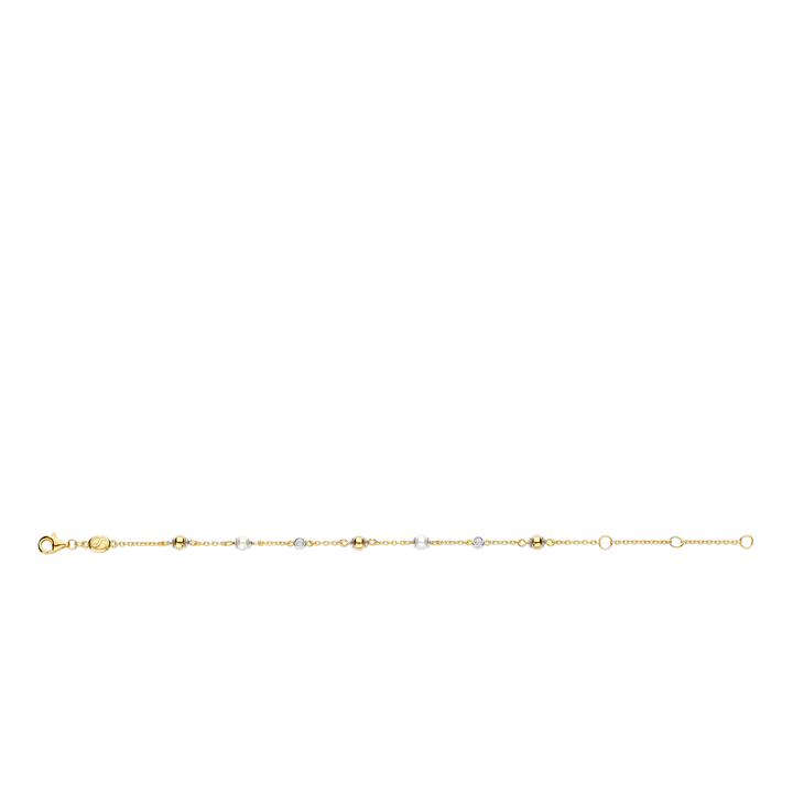 TISENTO CZ PEARL & GOLD BEAD BRACELET