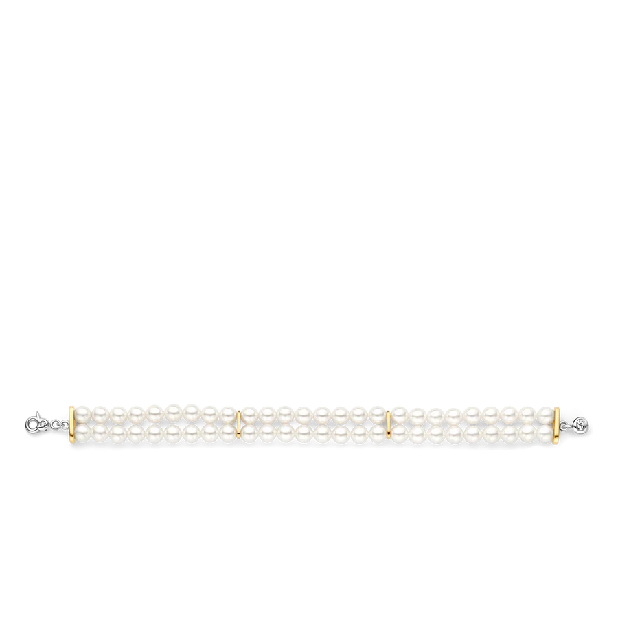 Tisento Two-Toned Double Row Pearl Bracelet
