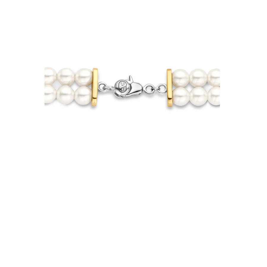 Tisento Two-Toned Double Row Pearl Bracelet