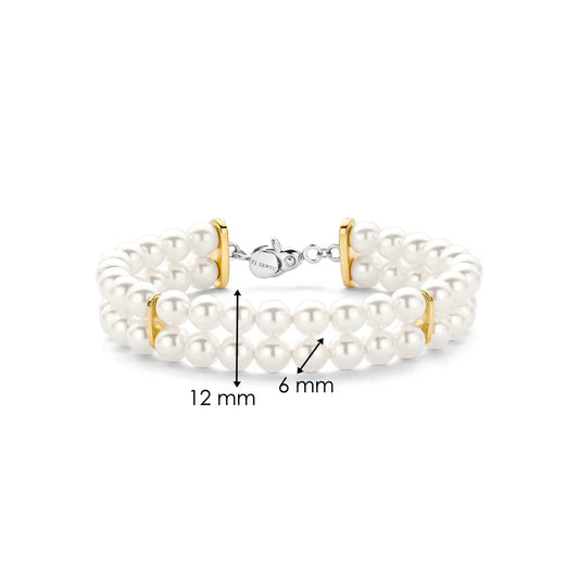 Tisento Two-Toned Double Row Pearl Bracelet