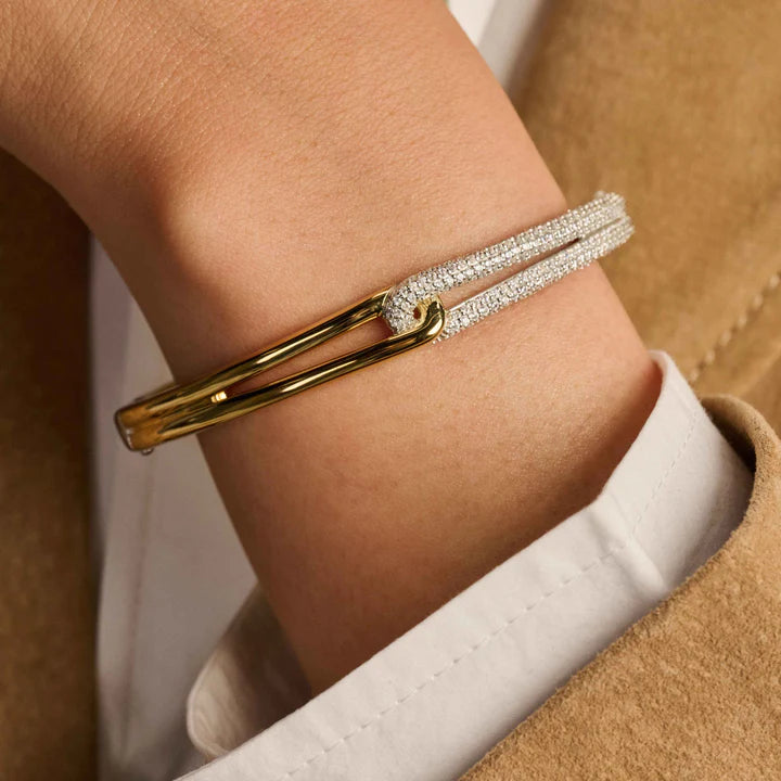 TISENTO CZ TWO TONED INTERLOCKING BANGLE