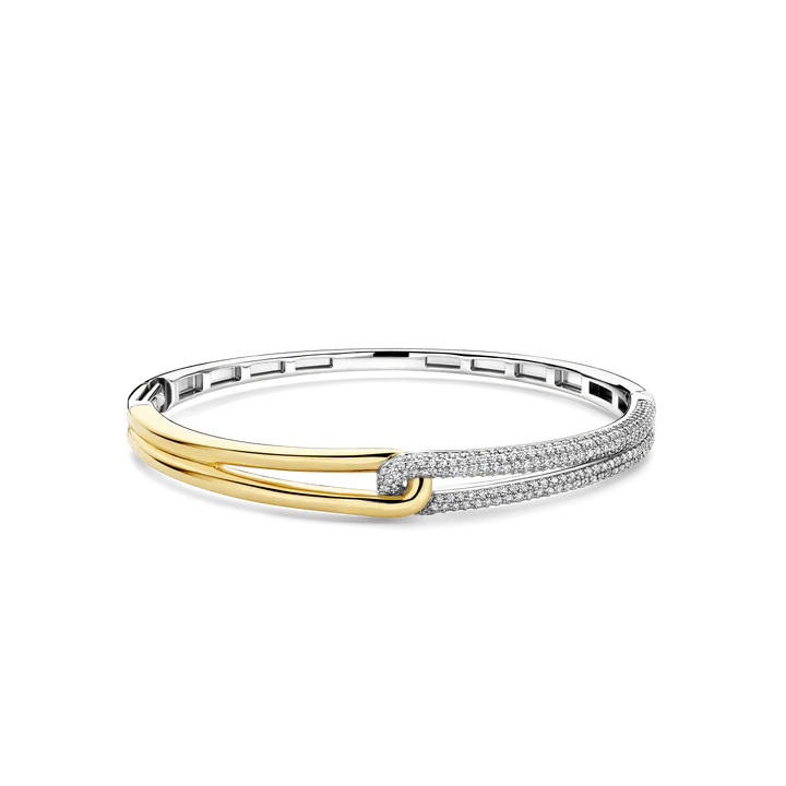 TISENTO CZ TWO TONED INTERLOCKING BANGLE